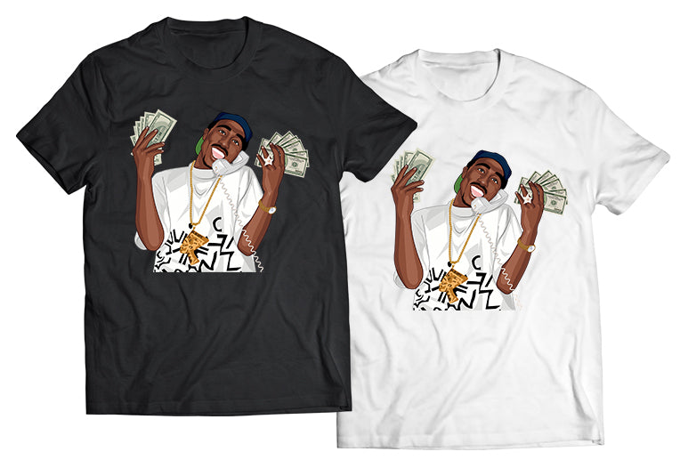 Tupac Holding Money DTG-Printed Shirt – A Bold Tribute to a Hip-Hop Legend