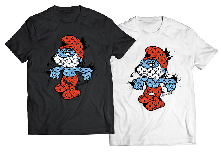 Spray Paint Papa Smurf Shirt – Designer Street Art Vibes