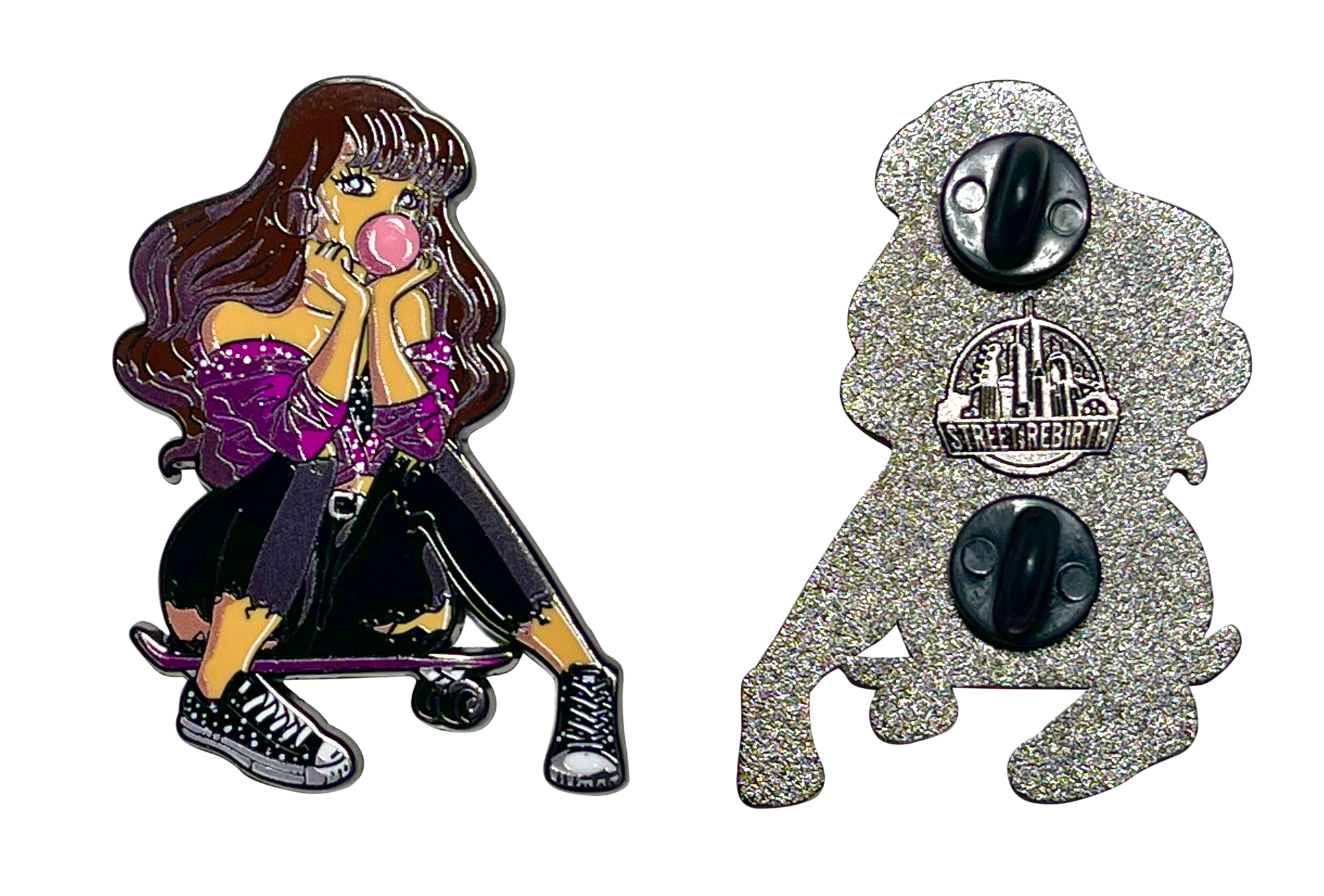 Skater Selena Enamel Pin – 2 Inch Hard Enamel • Bubblegum Skateboard Selena • Tejano Pop Icon Mashup • Collector’s Edition Pin