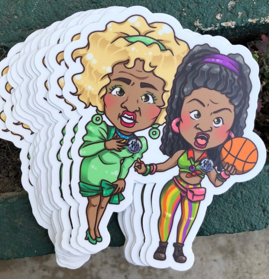 Waterproof vinyl sticker featuring an original humorous retro illustration