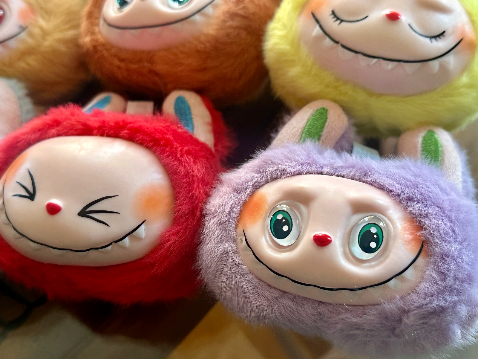 Singing Fluffy Labubu Bunny Keychains – 10 Colors – Cute Collectible Plush Charms (4” x 3.5”)