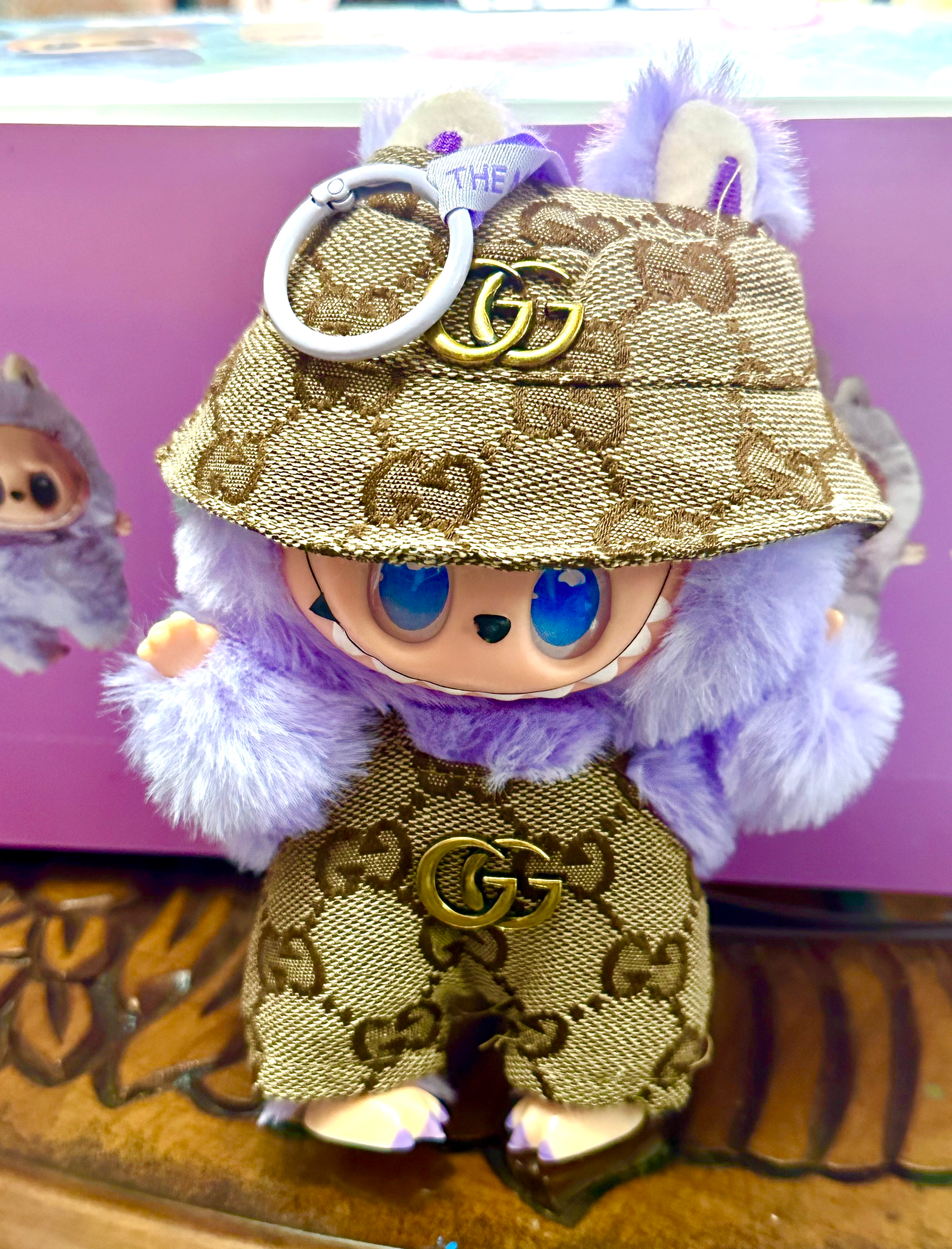 Labubu 3.0 (Luck – Light Purple) – Opened Figure Wearing Gucci-Inspired Outfit