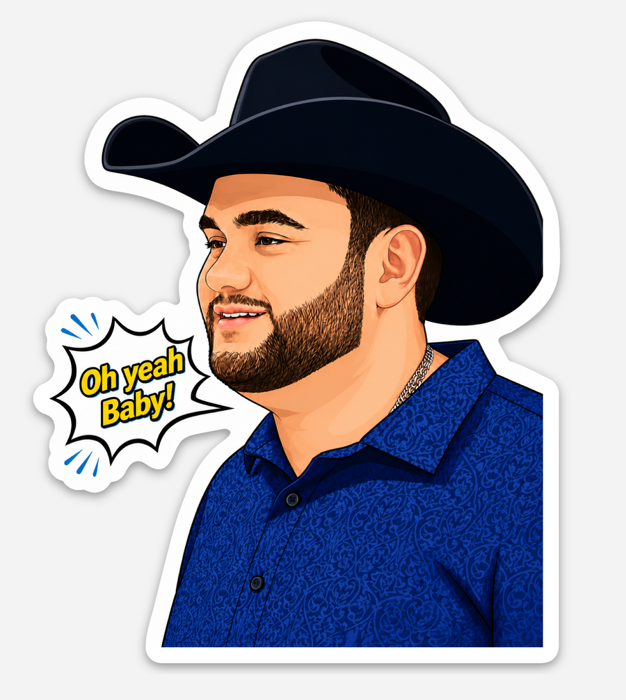Waterproof vinyl sticker featuring an original humorous illustration