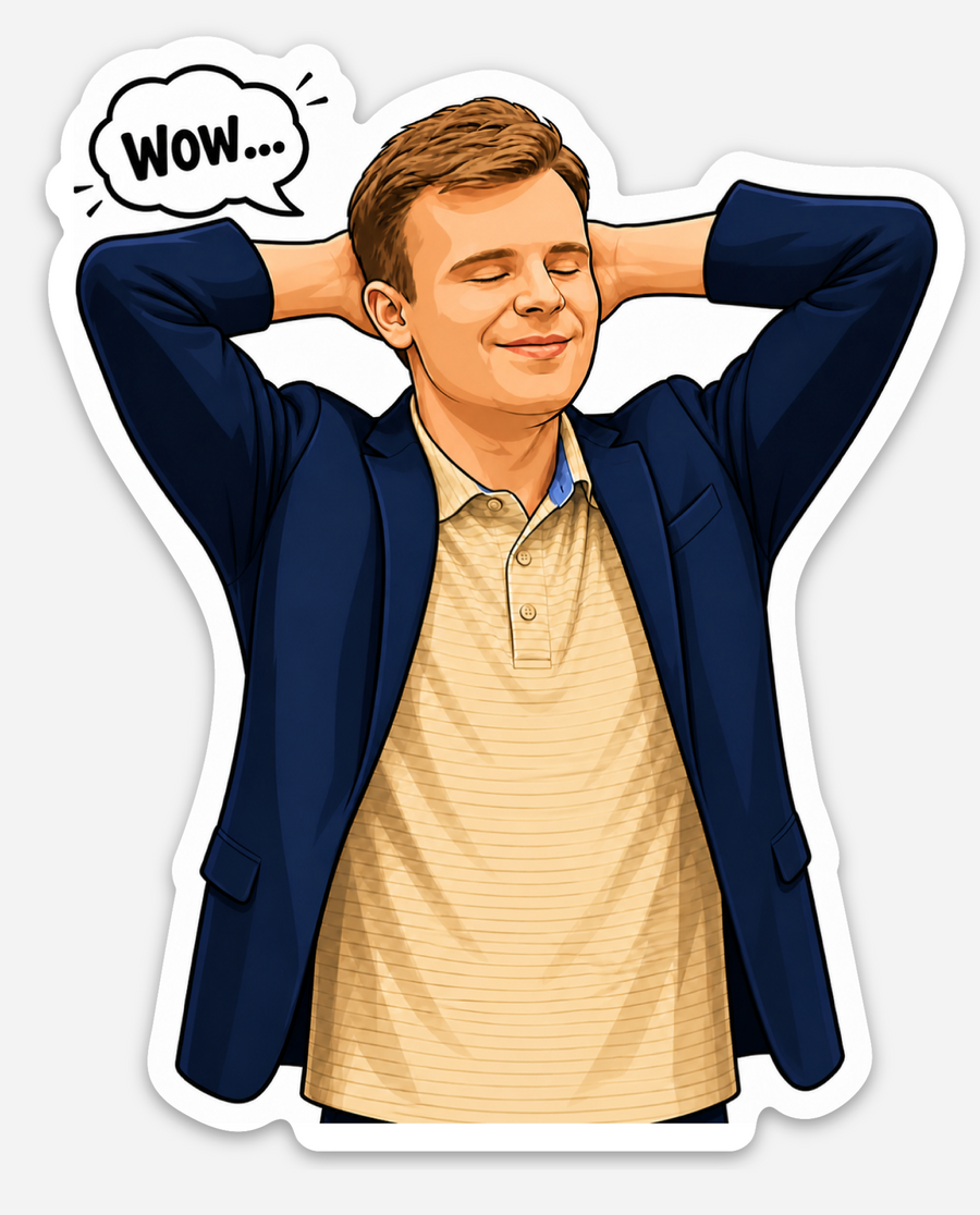 Waterproof vinyl sticker featuring an original romantic humorous illustration