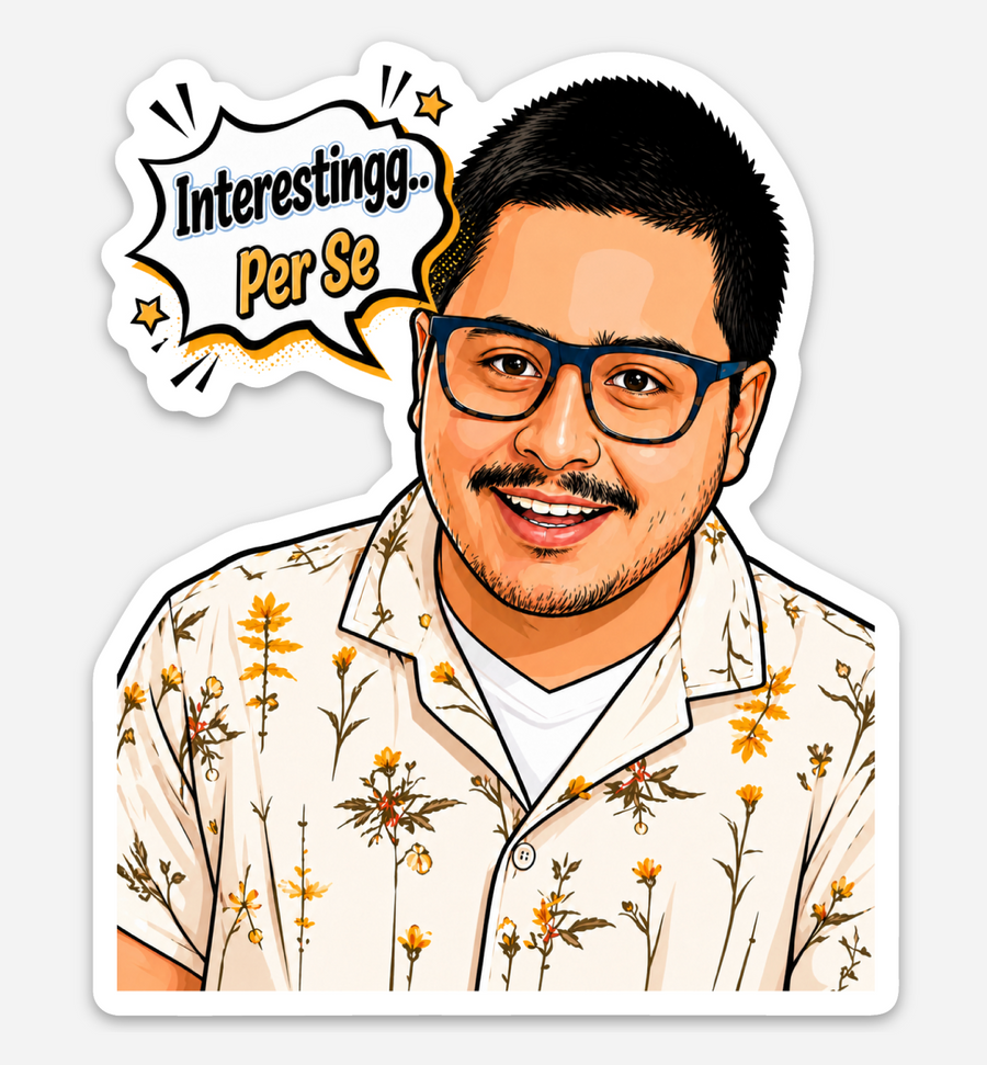 Waterproof vinyl sticker featuring an original humorous illustration