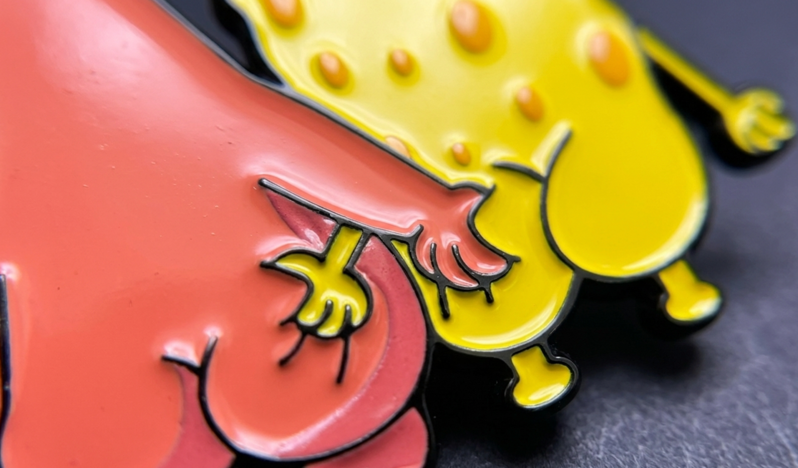 Cheeky Duo Back View Enamel Pin... 2" Hard Enamel Lapel Pin... Funny Cartoon Mashup Collectible