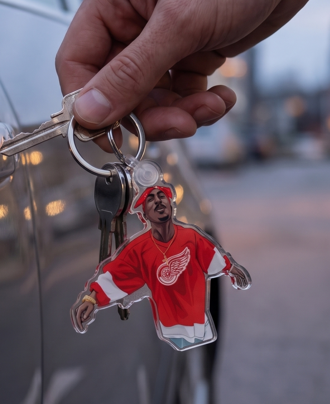 90s West Coast Hip-Hop Keychain... Red Bandana Legend Acrylic Charm... Hockey Jersey Streetwear EDC Keyring... Y2K Rap Nostalgia Gift