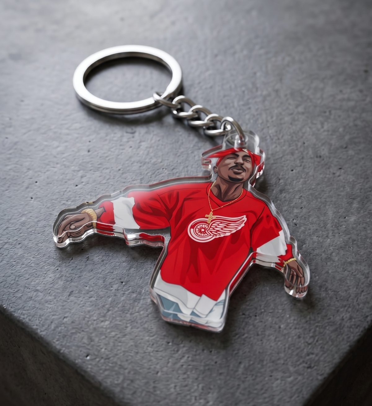 90s West Coast Hip-Hop Keychain... Red Bandana Legend Acrylic Charm... Hockey Jersey Streetwear EDC Keyring... Y2K Rap Nostalgia Gift