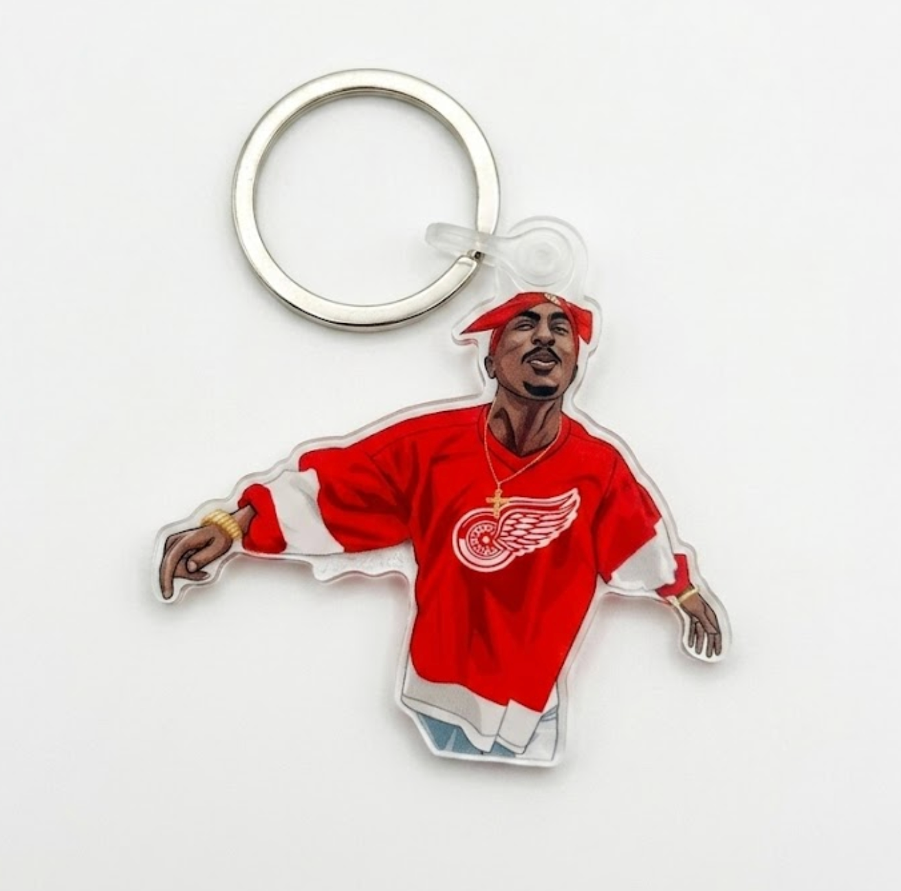 90s West Coast Hip-Hop Keychain... Red Bandana Legend Acrylic Charm... Hockey Jersey Streetwear EDC Keyring... Y2K Rap Nostalgia Gift