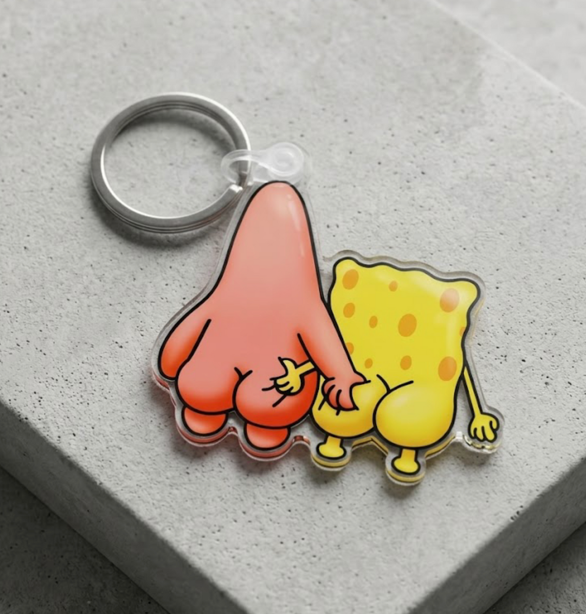 Cheeky Cartoon Duo Acrylic Keychain... 90s Nostalgia Parody EDC Charm, Funny Bestie Backpack Clip, Y2K Streetwear Accessory