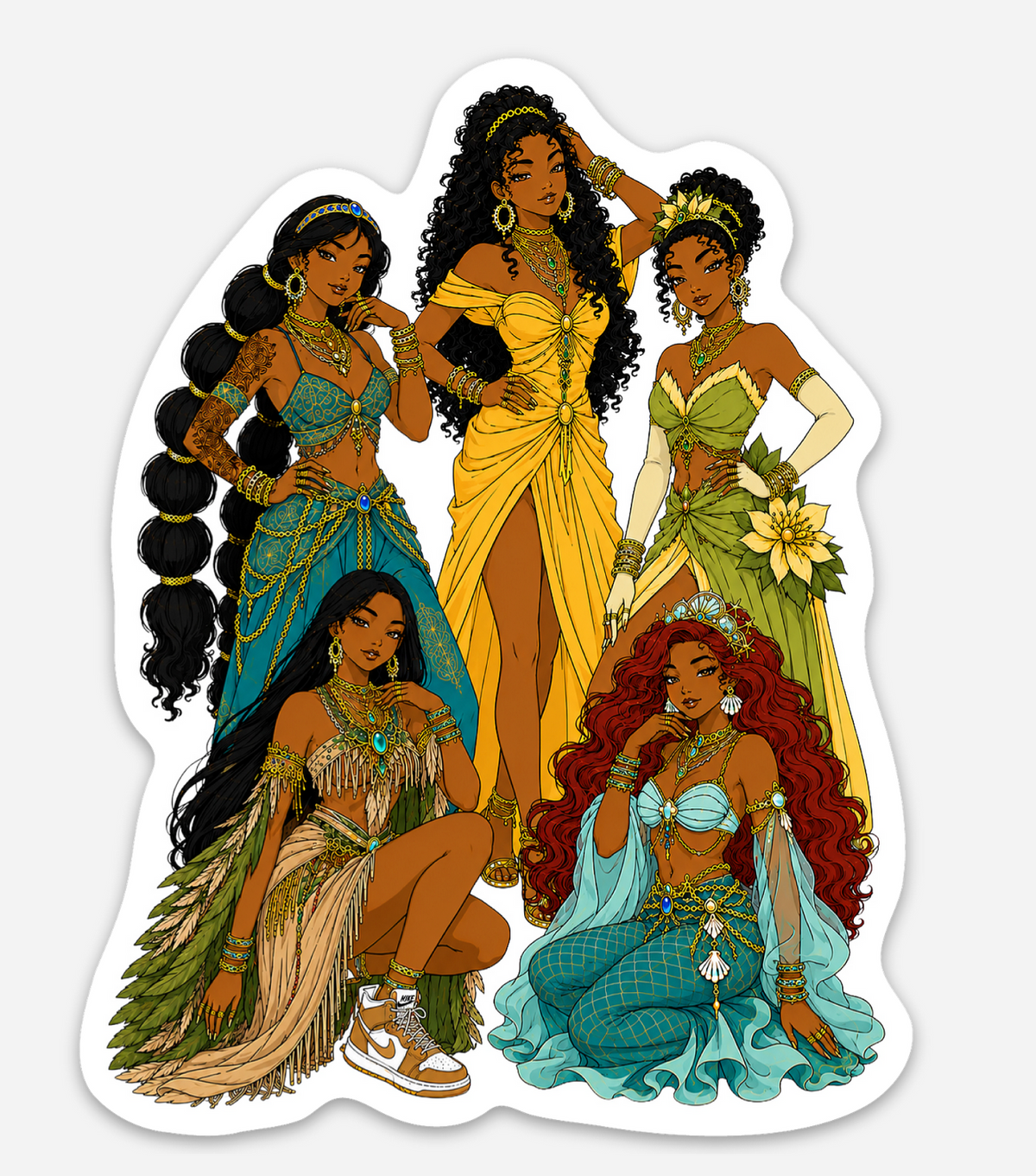 Melanin Fairytale Princess Squad 4-Inch Matte Vinyl Sticker – Black Girl Magic Fantasy Royalty Decal
