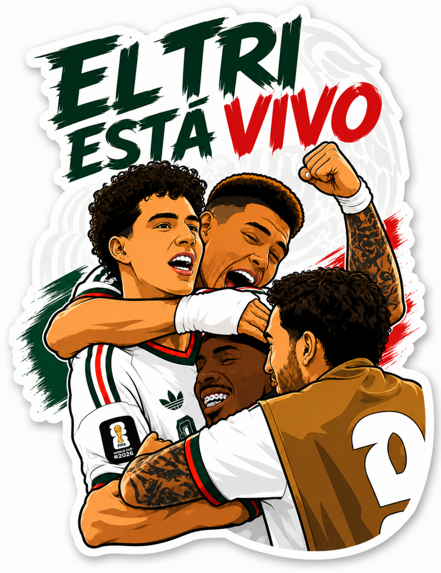 Waterproof vinyl sticker featuring an original soccer cultural illustration