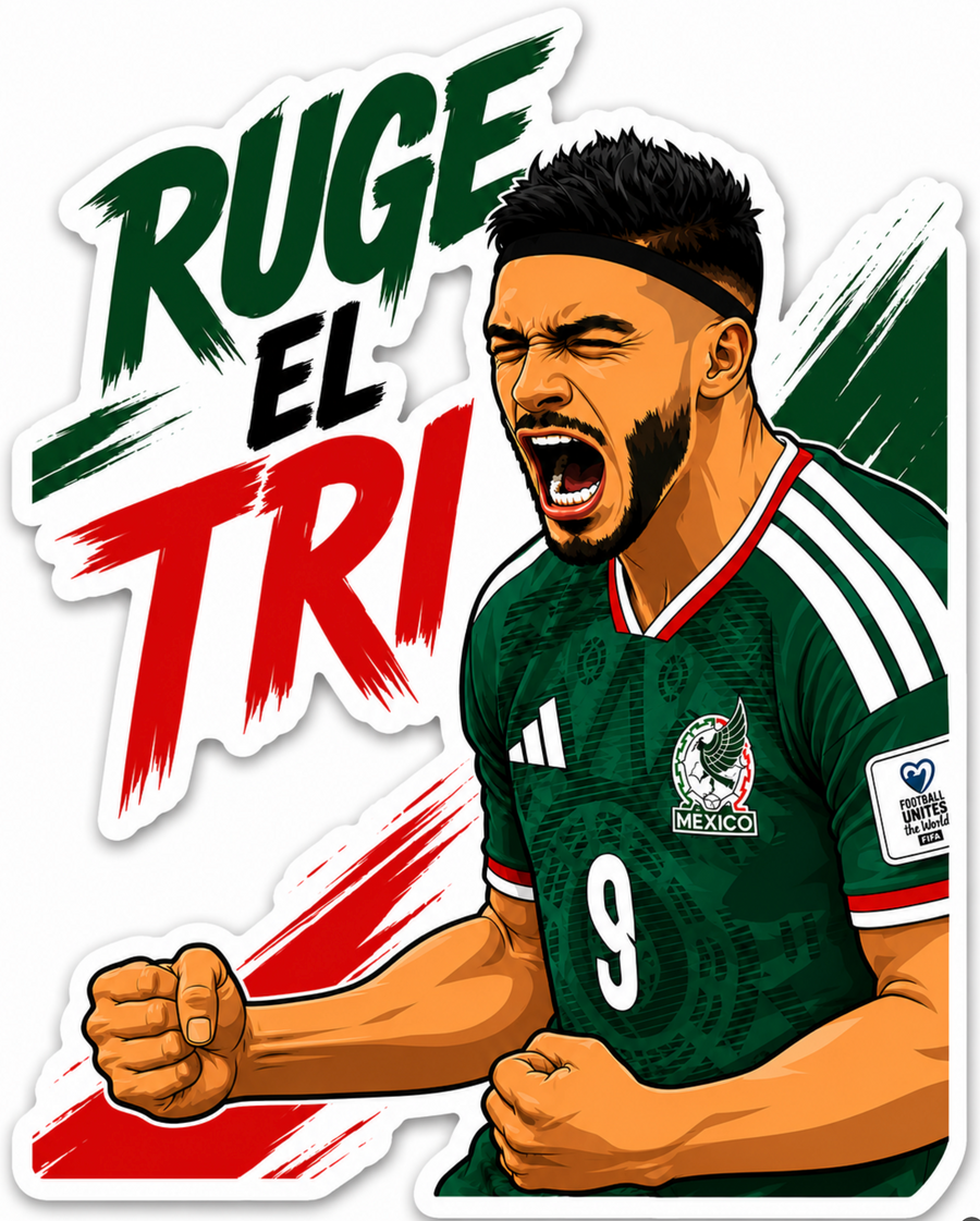 Waterproof vinyl sticker featuring an original soccer cultural illustration