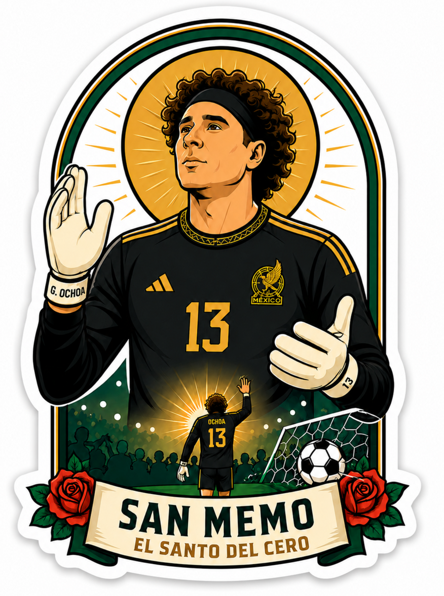 Waterproof vinyl sticker featuring an original soccer cultural humorous illustration