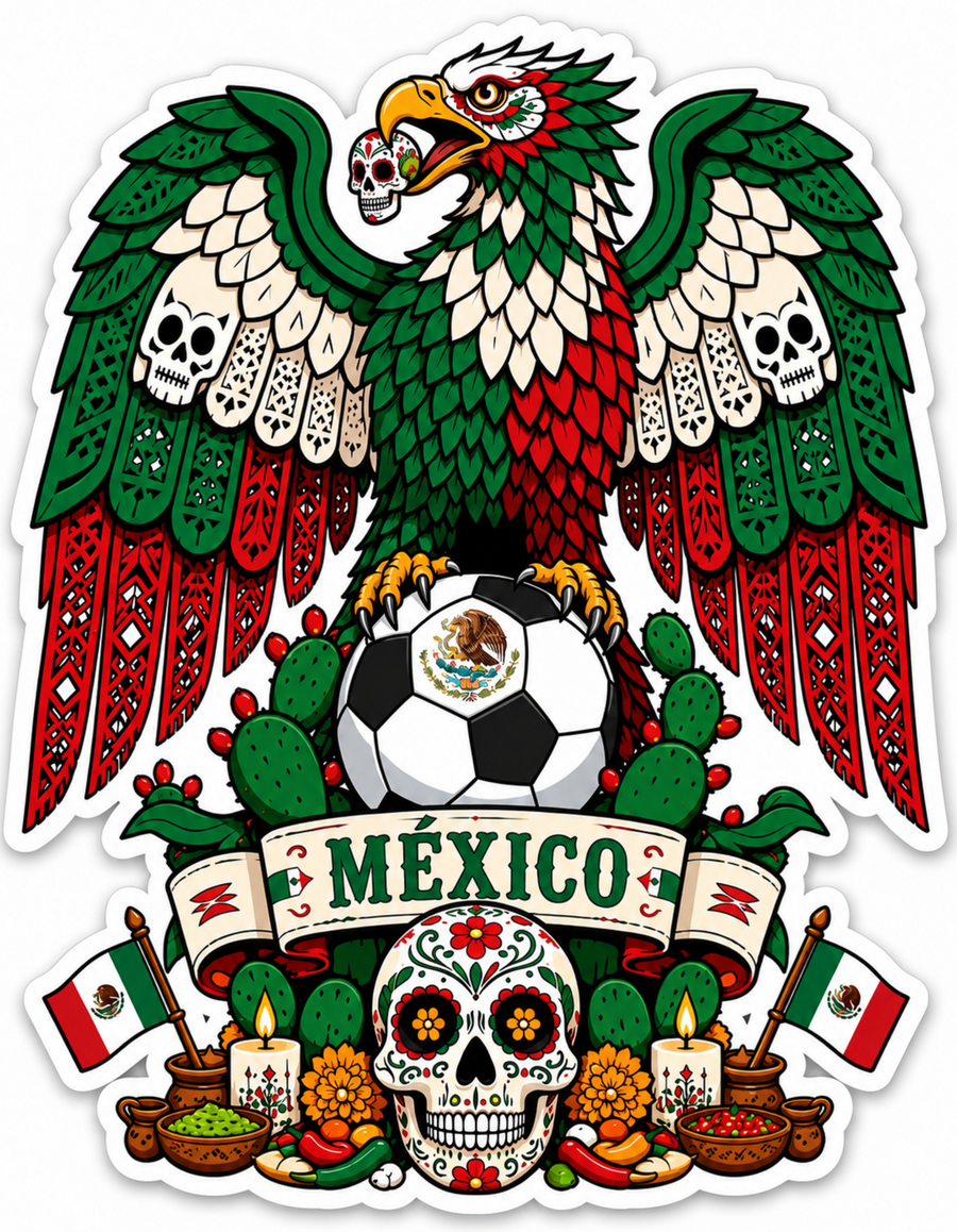Waterproof vinyl sticker featuring an original soccer cultural illustration