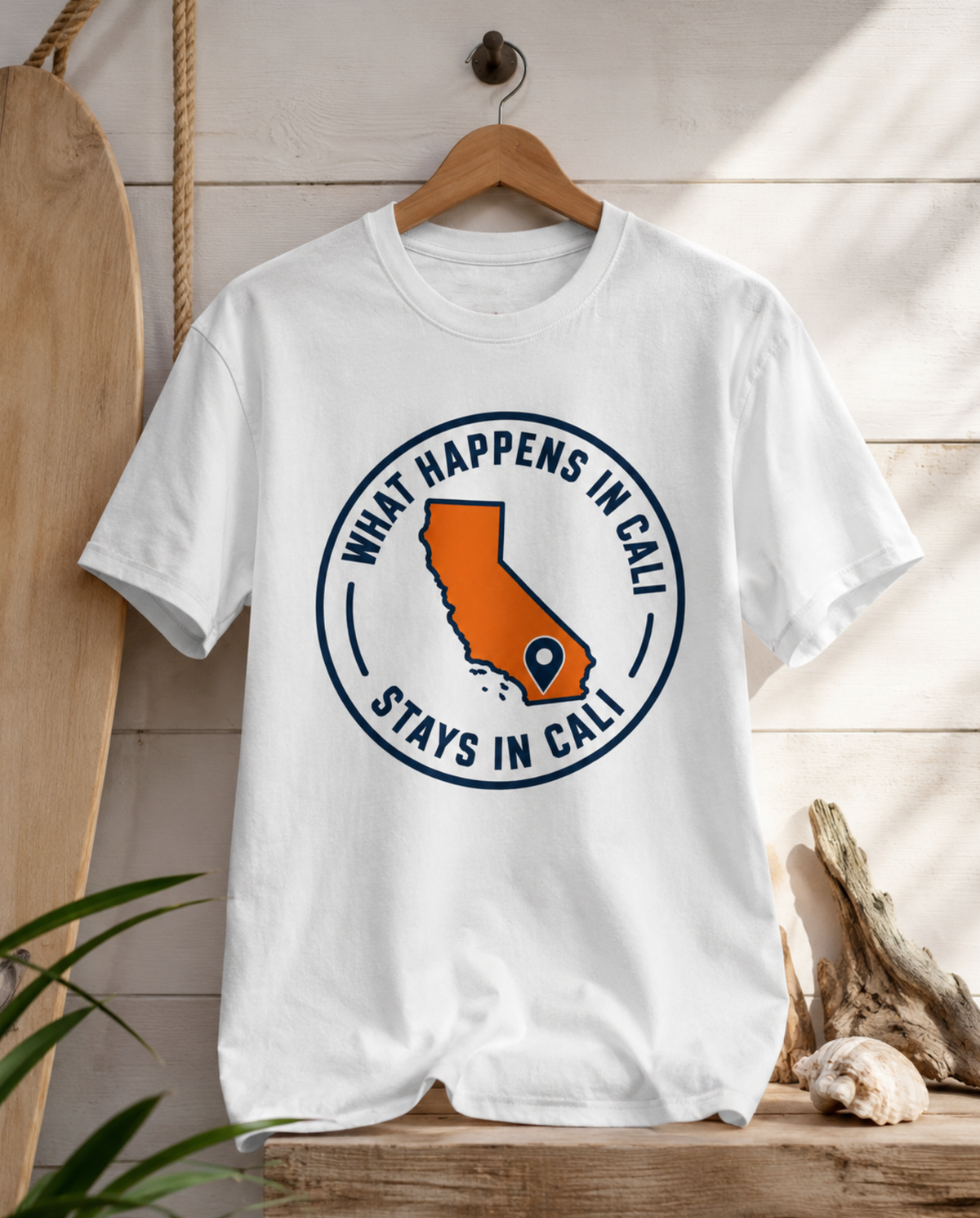 What Happens In Cali Stays In Cali Shirt – California Map Pin Graphic Tee