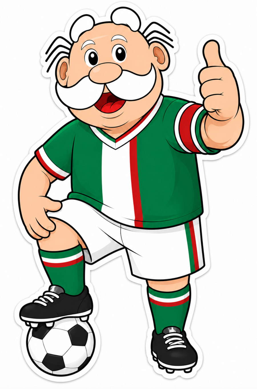 Waterproof vinyl sticker featuring an original soccer humorous illustration
