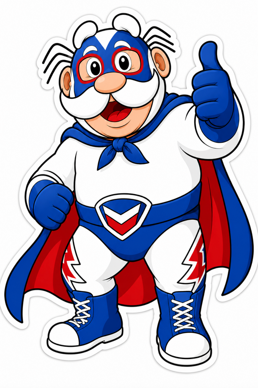 Waterproof vinyl sticker featuring an original wrestling humorous illustration