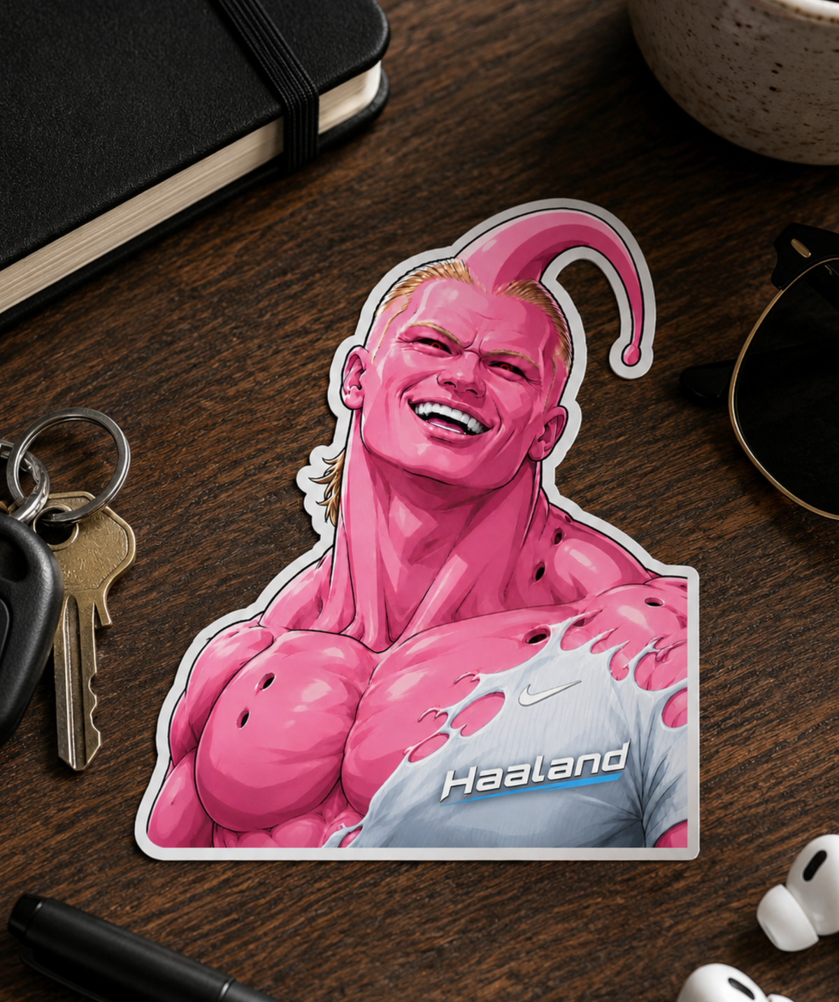 Haaland Norway Nordic Striker Anime Vinyl Sticker, Funny Soccer Anime Style Meme Decal For Laptops, Water Bottles, Lockers, And Collectors