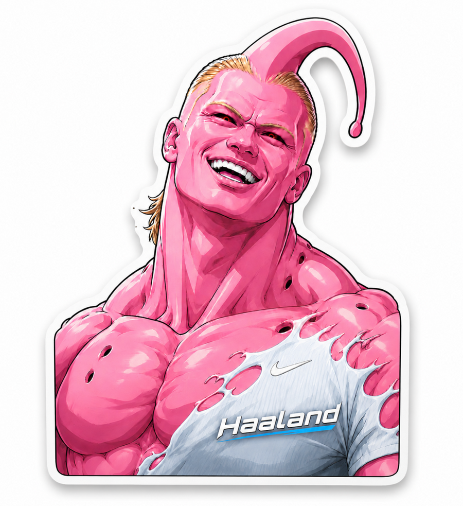 Waterproof vinyl sticker featuring an original soccer humorous cartoon-style illustration