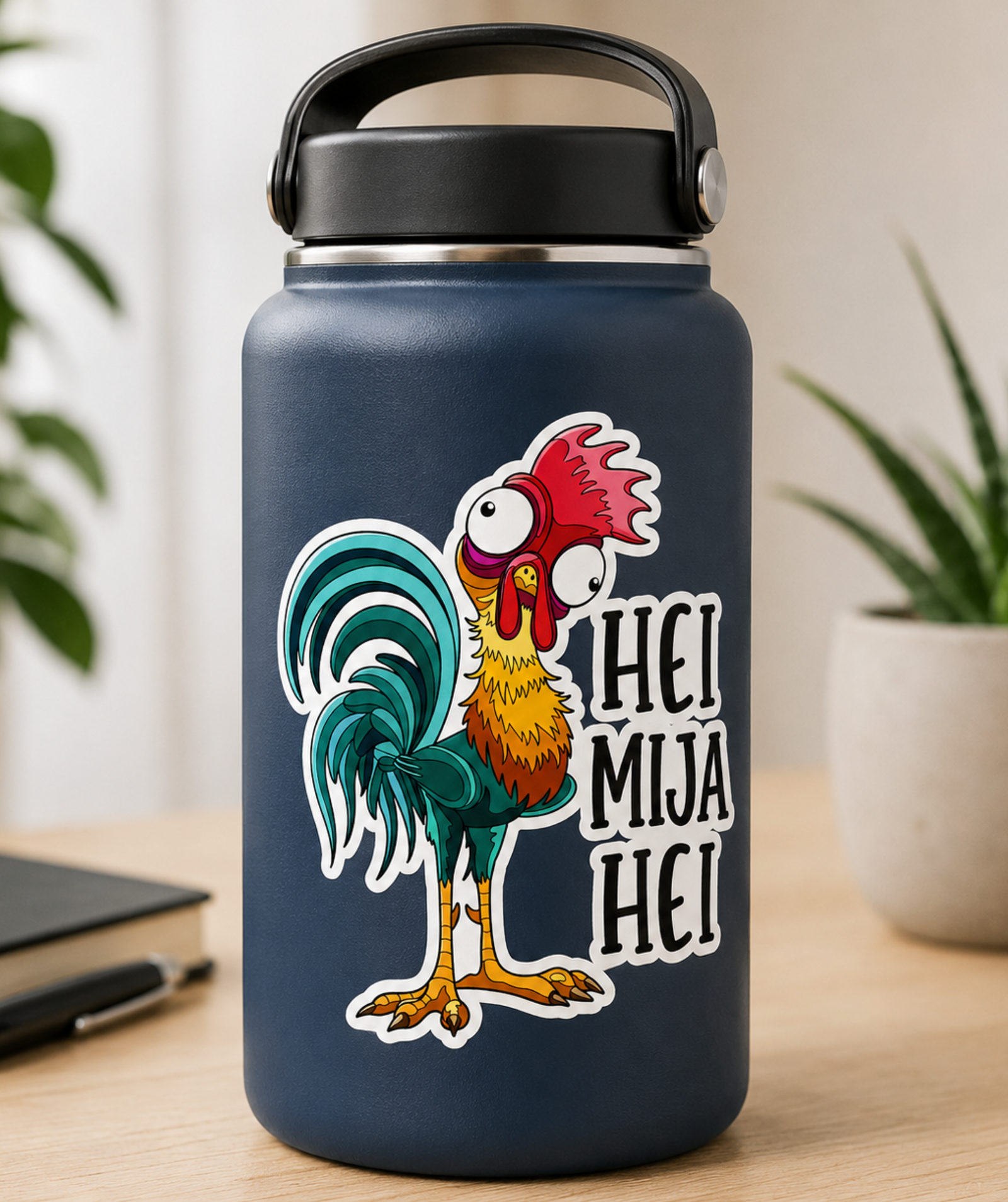HEI MIJA HEI Funny Rooster Matte Vinyl Sticker for Cultura Humor, Laptop, Water Bottle, Collector Gift
