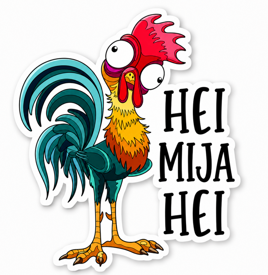 Waterproof vinyl sticker featuring an original humorous illustration