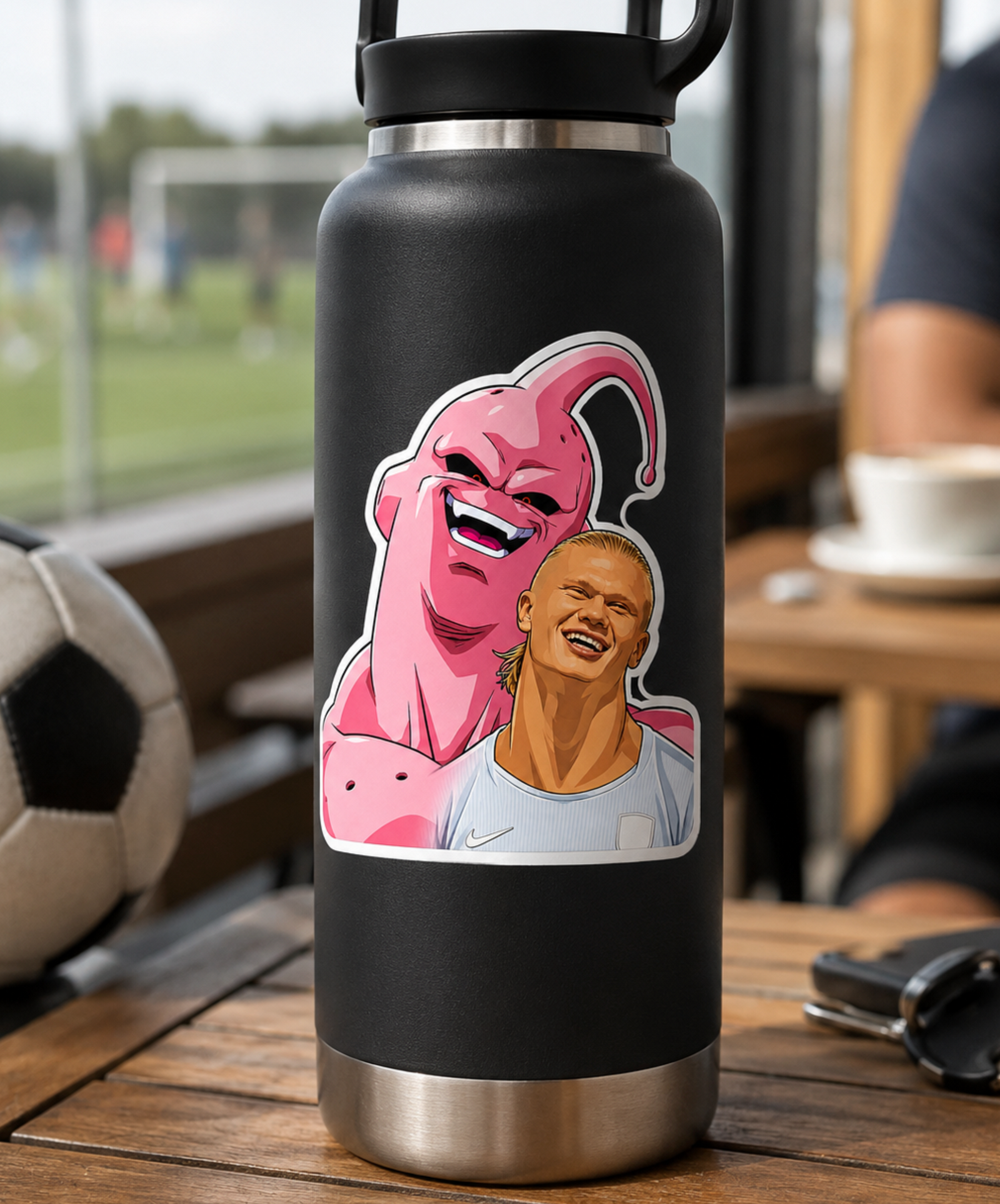 Haaland Norway Built Different Laugh Matte Vinyl Sticker, Funny Soccer Anime Style Meme Decal, Pink Monster Sports Humor Gift, Laptop Water Bottle Collector Sticker