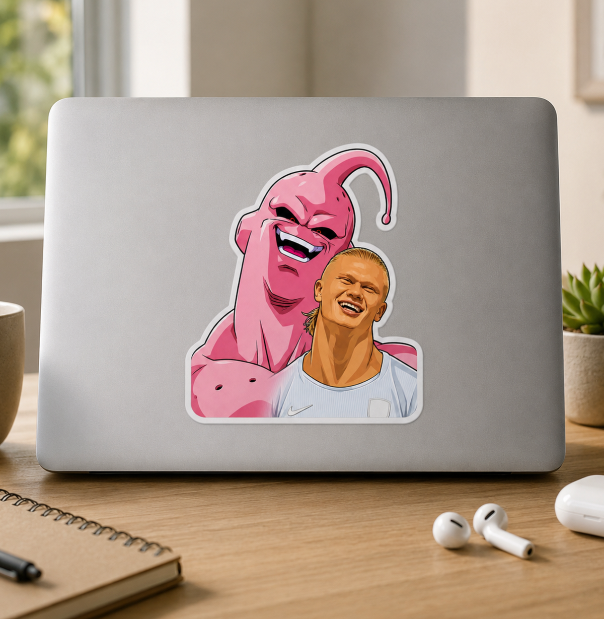 Haaland Norway Built Different Laugh Matte Vinyl Sticker, Funny Soccer Anime Style Meme Decal, Pink Monster Sports Humor Gift, Laptop Water Bottle Collector Sticker