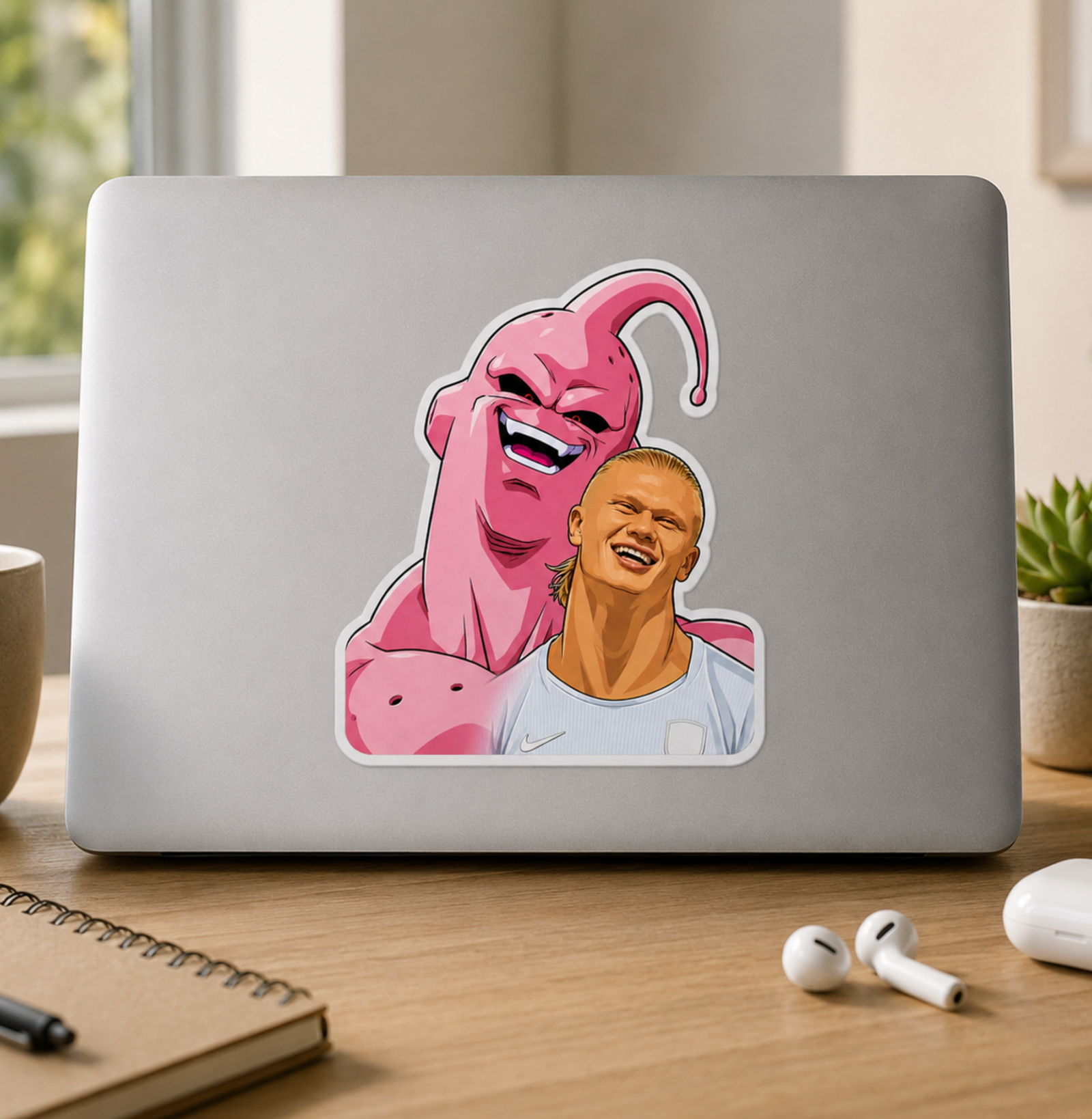 Haaland Norway Built Different Laugh Matte Vinyl Sticker, Funny Soccer Anime Style Meme Decal, Pink Monster Sports Humor Gift, Laptop Water Bottle Collector Sticker