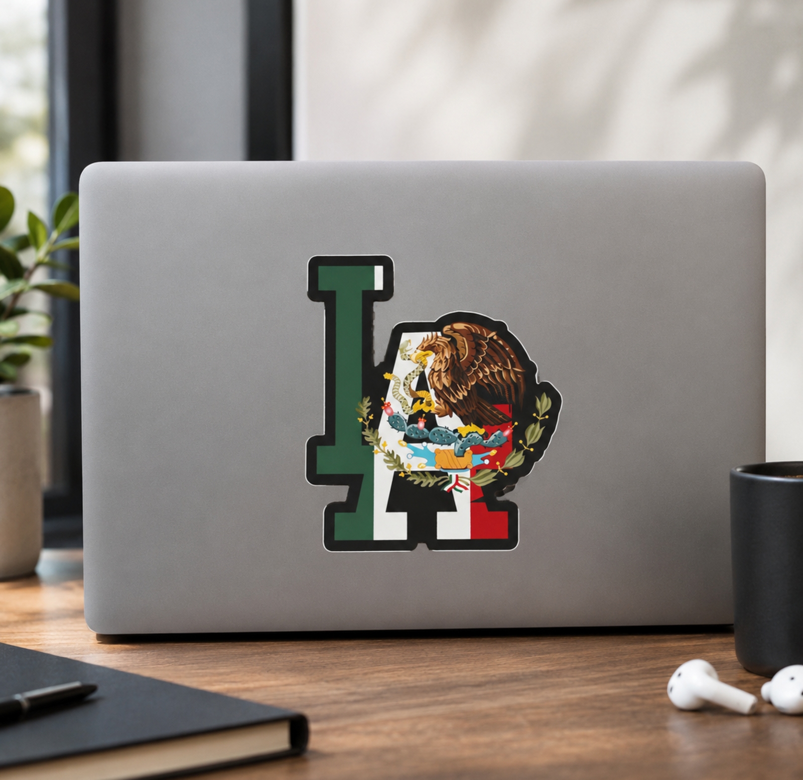 LA Mexico Eagle Matte Vinyl Sticker, 4 Inch Cultural Pride Die Cut Sticker, Latino Heritage Gift, Los Angeles Style Laptop Sticker, Water Bottle Decal