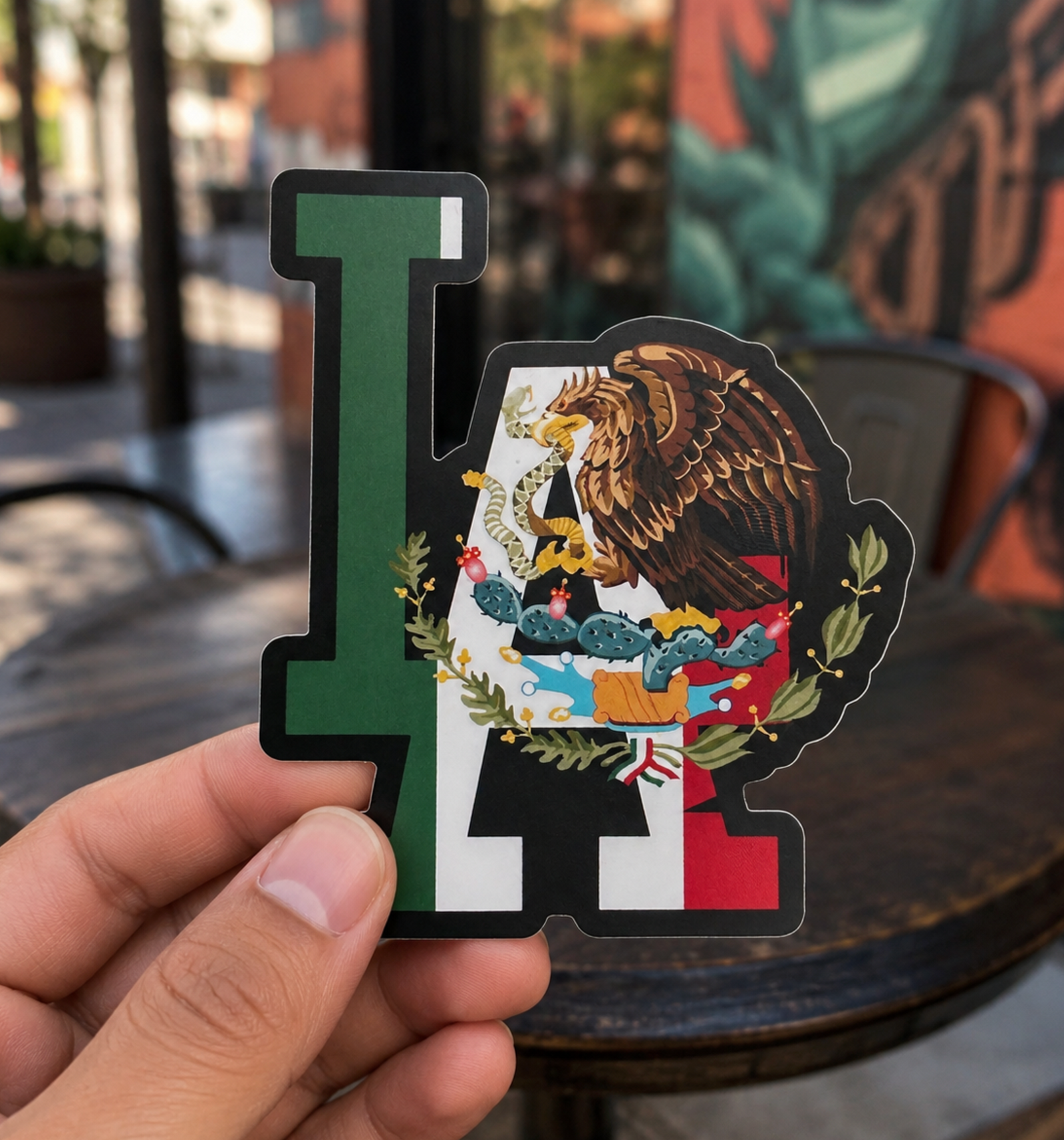 LA Mexico Eagle Matte Vinyl Sticker, 4 Inch Cultural Pride Die Cut Sticker, Latino Heritage Gift, Los Angeles Style Laptop Sticker, Water Bottle Decal