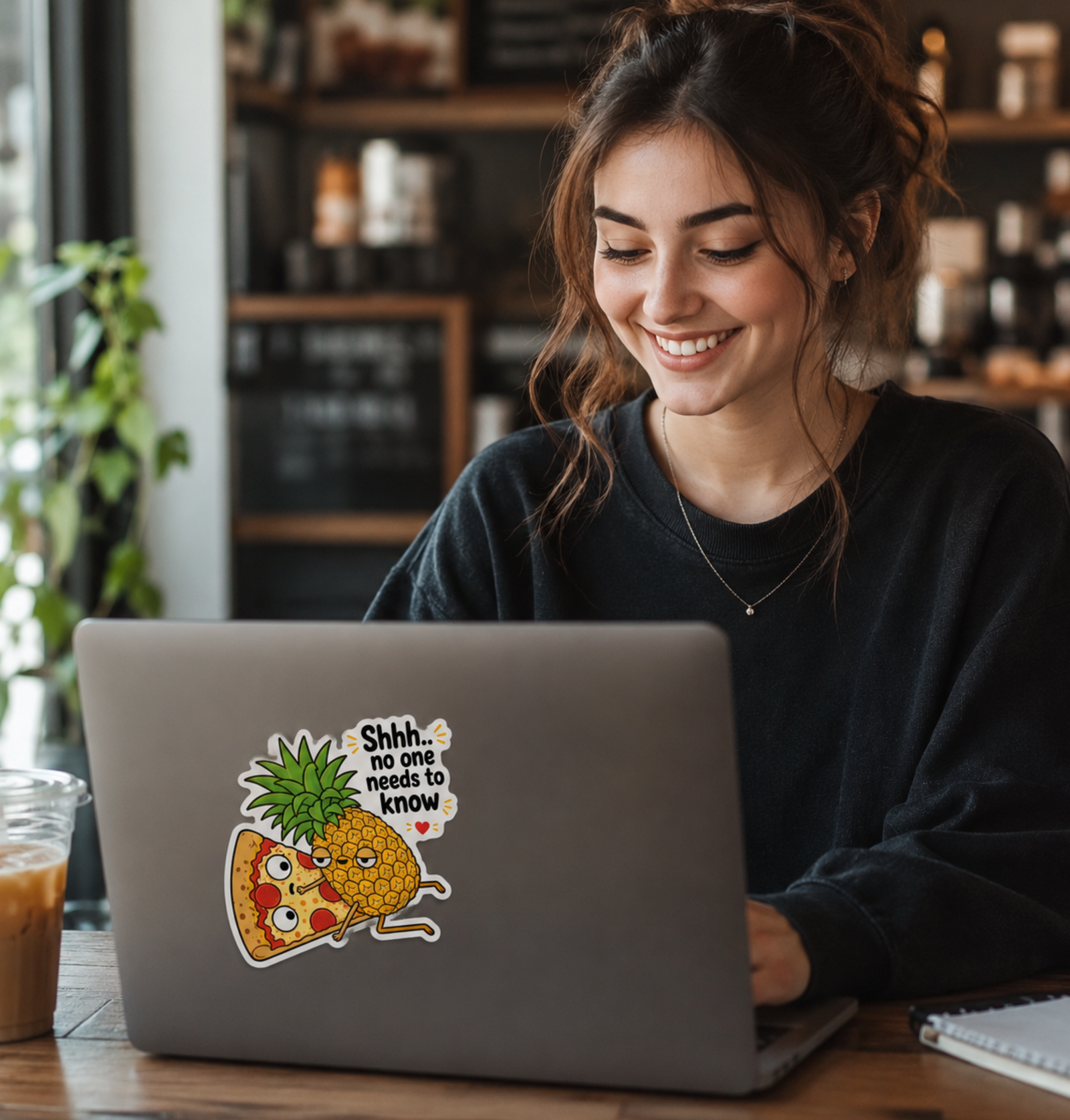 Pineapple Pizza Vinyl Sticker, Funny Foodie Romance, Cute Die Cut Gift for Laptops and Water Bottles