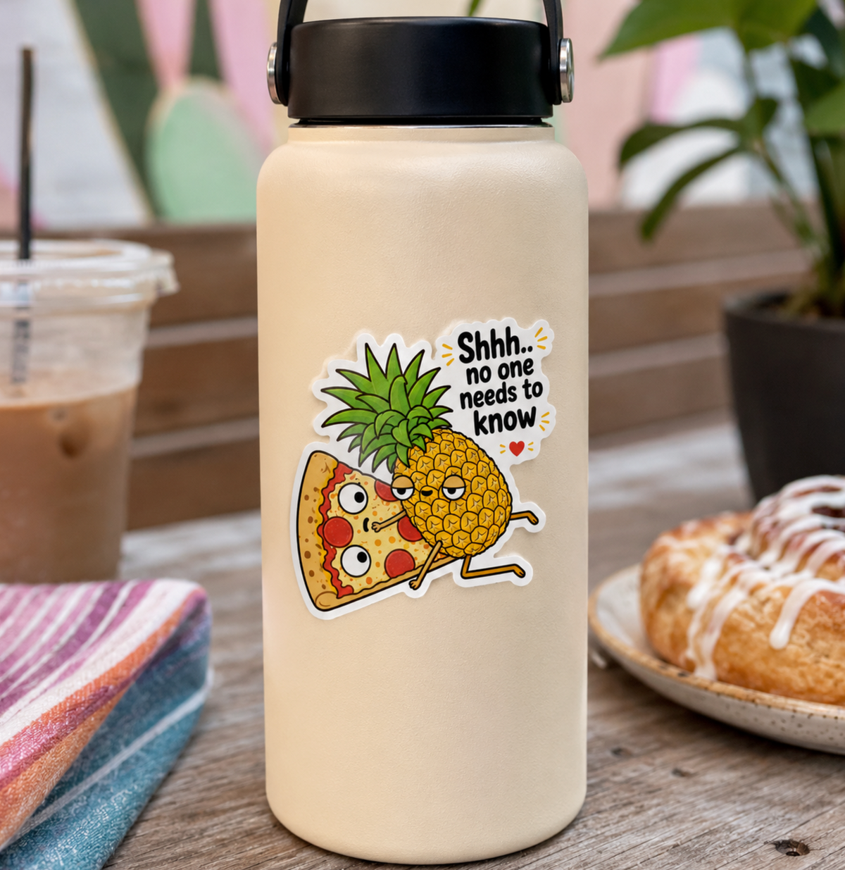 Pineapple Pizza Vinyl Sticker, Funny Foodie Romance, Cute Die Cut Gift for Laptops and Water Bottles