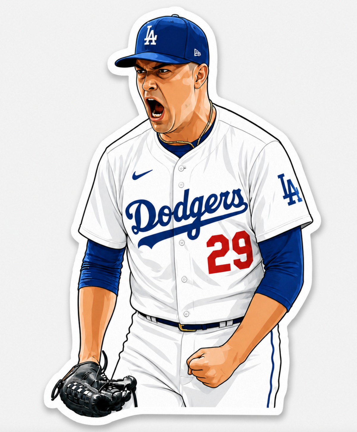 Los Angeles Baseball Roar Sticker, White Jersey Number 29 Decal