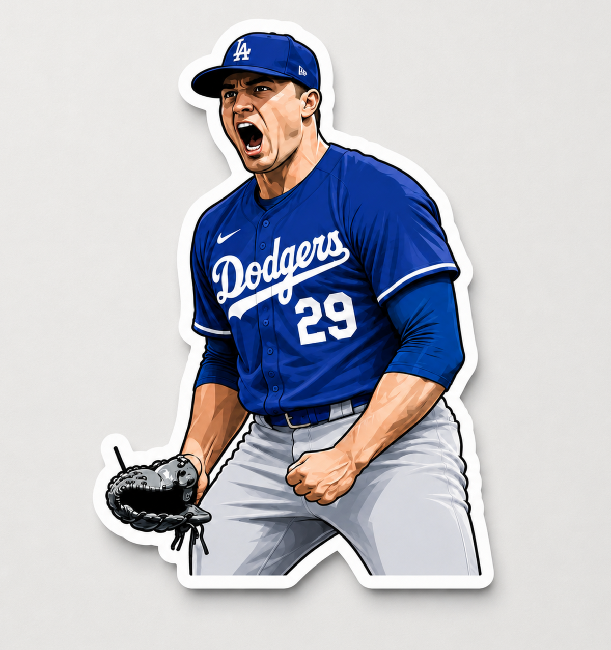 Los Angeles Baseball Celebration Sticker, Number 29 Pitcher Decal