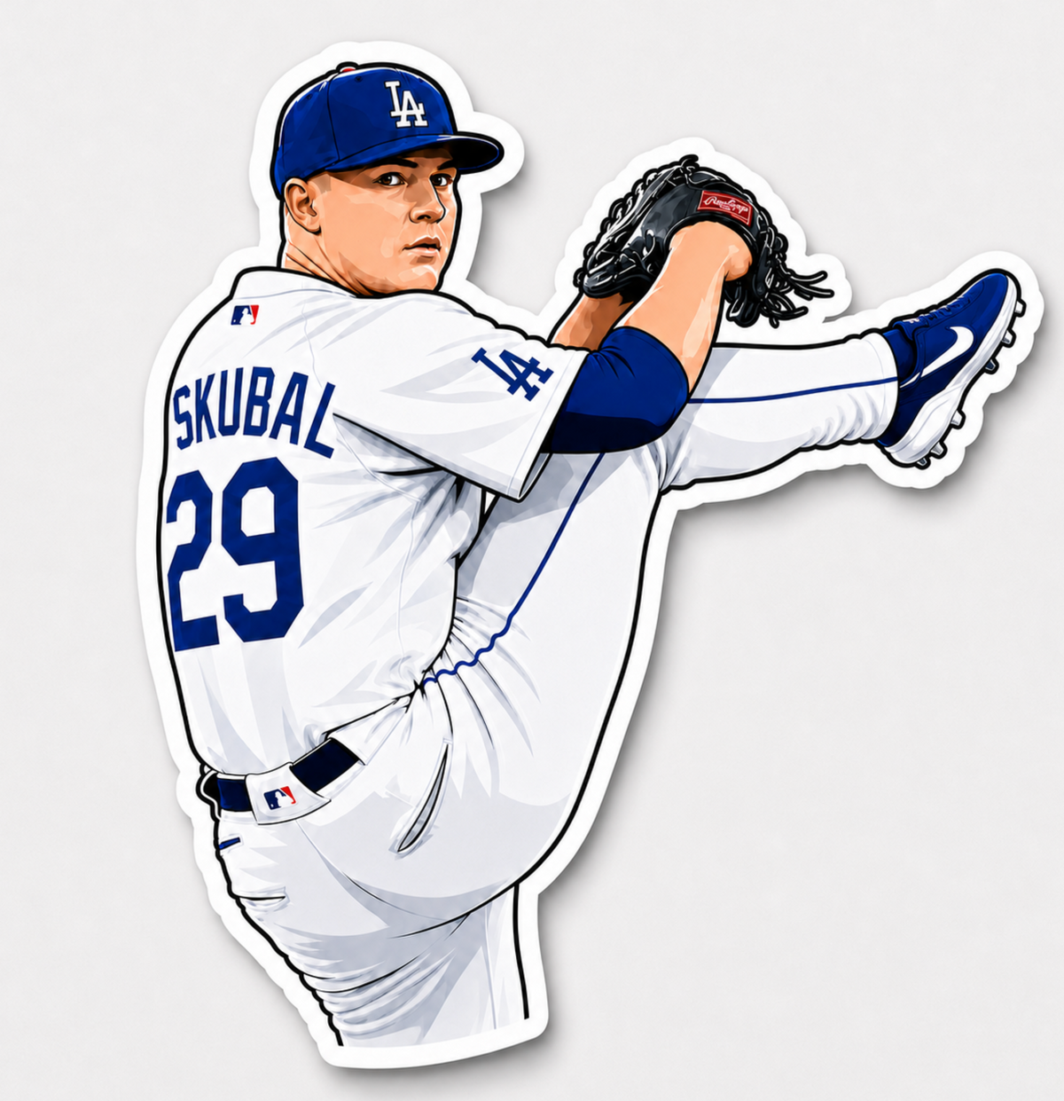 Los Angeles baseball pitcher high kick ace vinyl sticker