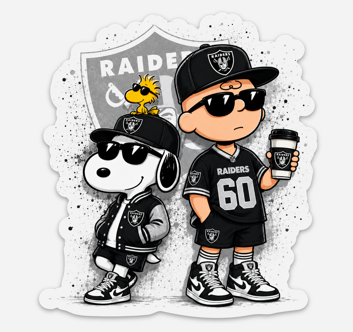 Black &amp; Silver Football Fan Duo Sticker – Retro Sports Vinyl Decal