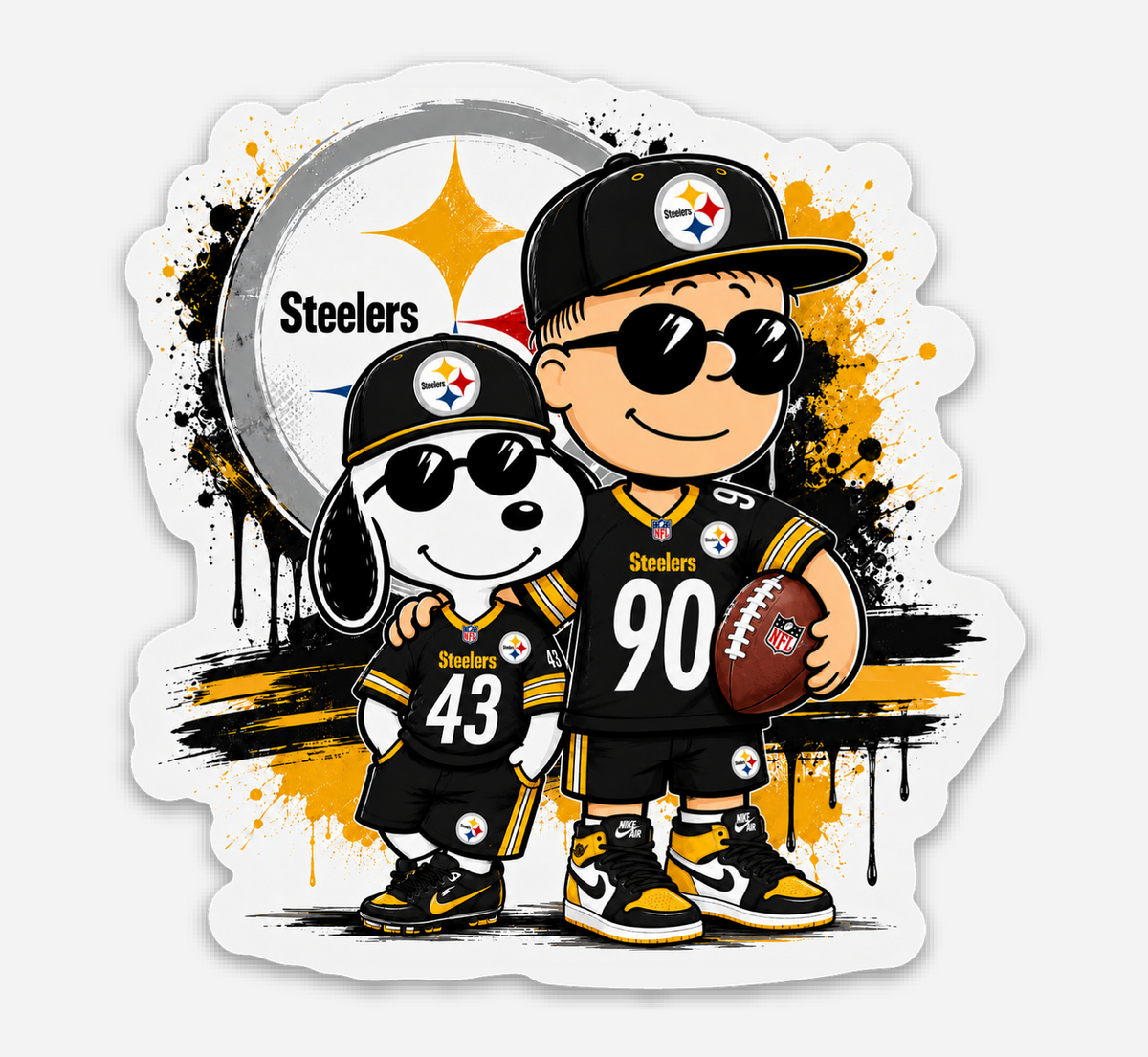 Black &amp; Gold Football Fan Duo Sticker – Sports Vinyl Decal