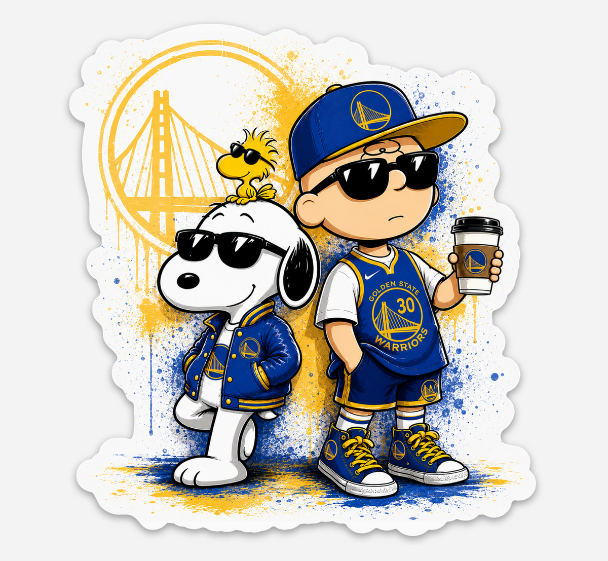 Blue &amp; Gold Basketball Fan Duo Sticker – Retro Sports Vinyl Decal