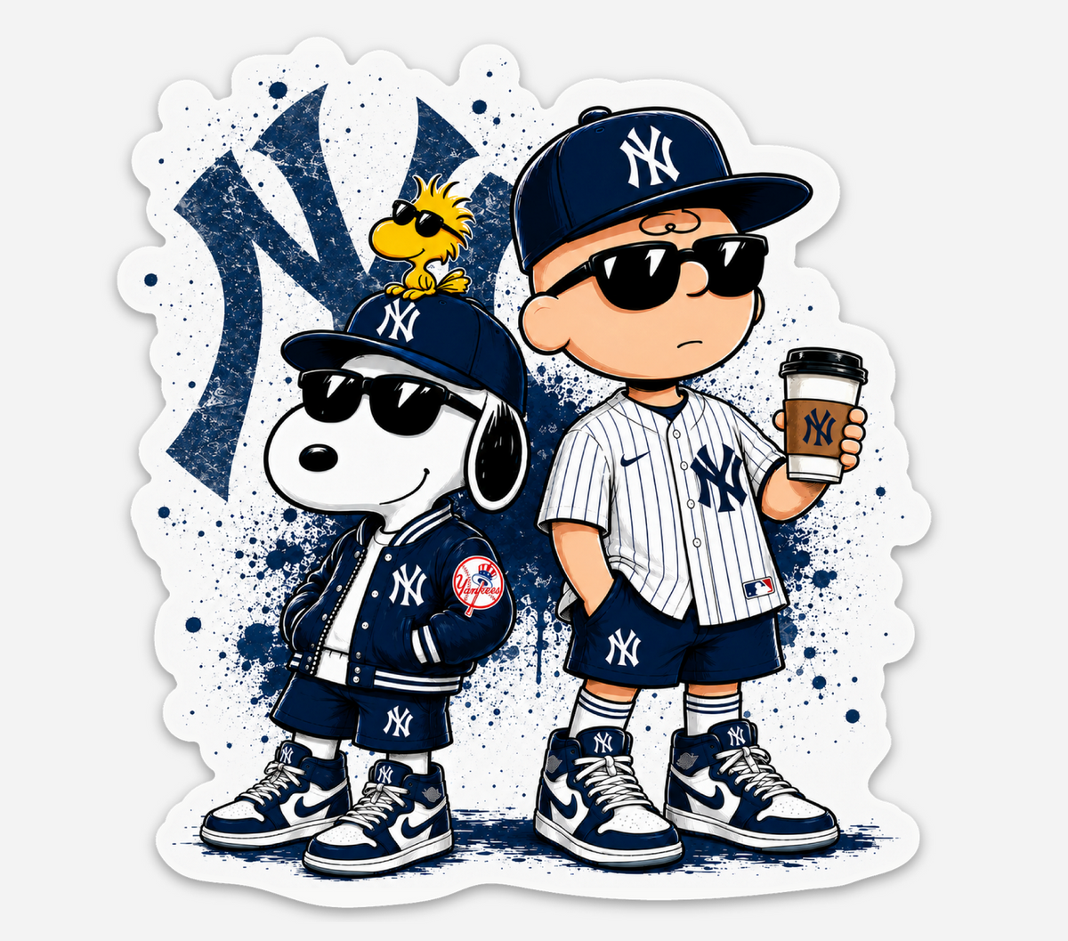 Baseball Fan Duo Sticker – Navy Pinstripe Vinyl Decal