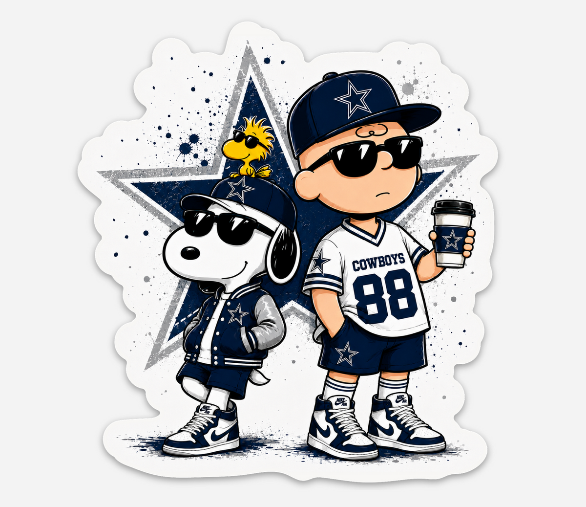 Football Fan Duo Sticker – Navy Star Vinyl Decal