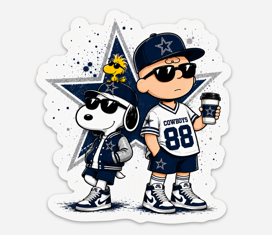 Football Fan Duo Sticker – Navy Star Vinyl Decal
