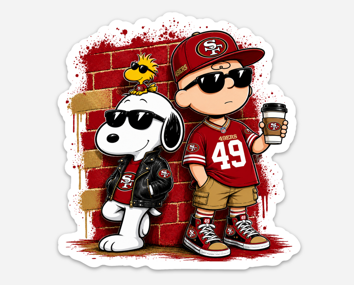 Red &amp; Gold Game Day Football Duo Sticker – Retro Sports Vinyl Decal
