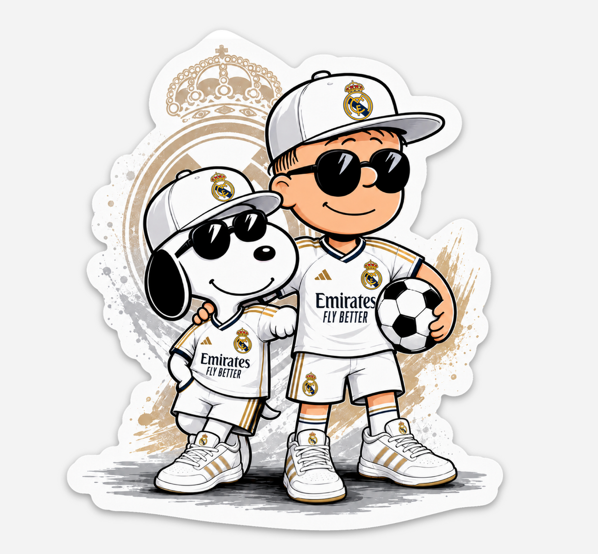 Soccer Fan Duo Sticker – Classic White Football Vinyl Decal