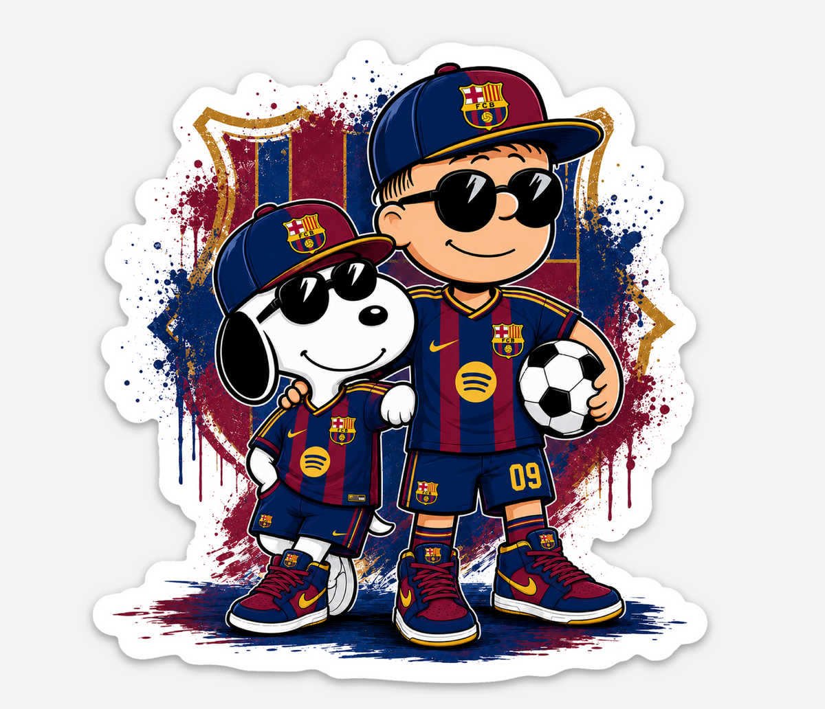 Soccer Fan Duo Sticker – Blue &amp; Red Football Vinyl Decal