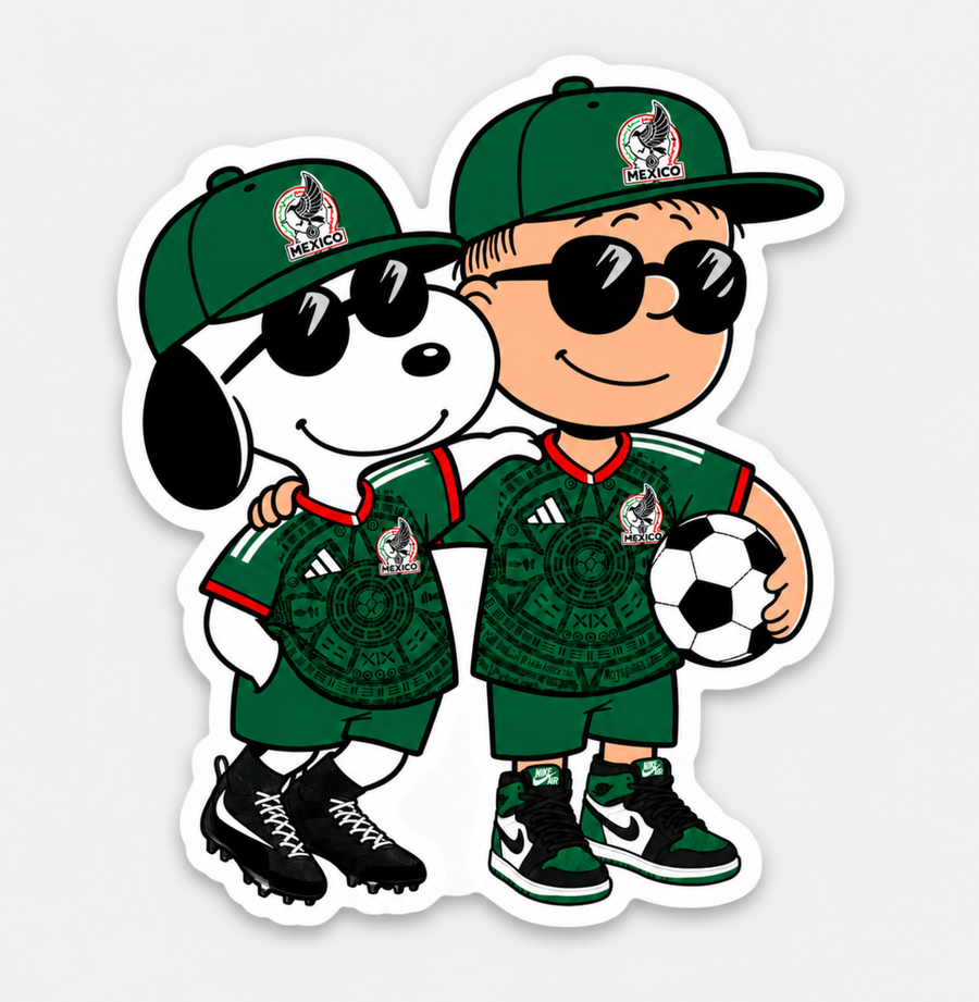 Waterproof vinyl sticker featuring an original soccer cultural humorous illustration