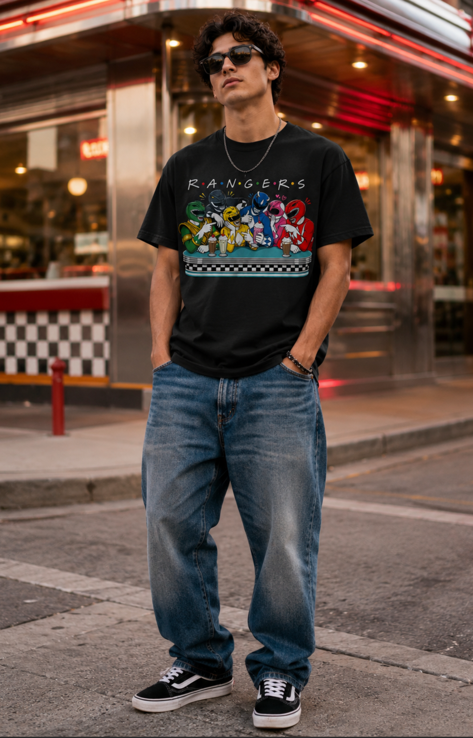 90s Nostalgia Shirt – Retro Helmet Hero Diner Squad Graphic Tee