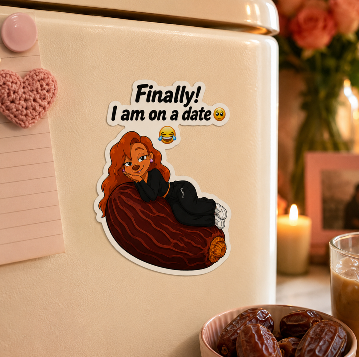 Roxanne Finally I Am on a Date Funny Pun Matte Vinyl Sticker, Cute Dating Humor Die Cut Decal, Laptop and Water Bottle Gift
