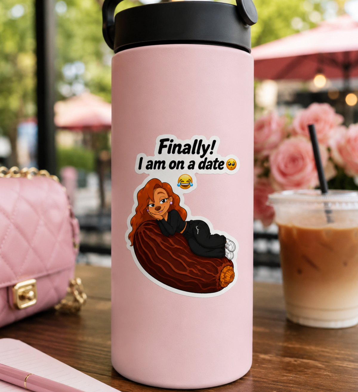 Roxanne Finally I Am on a Date Funny Pun Matte Vinyl Sticker, Cute Dating Humor Die Cut Decal, Laptop and Water Bottle Gift