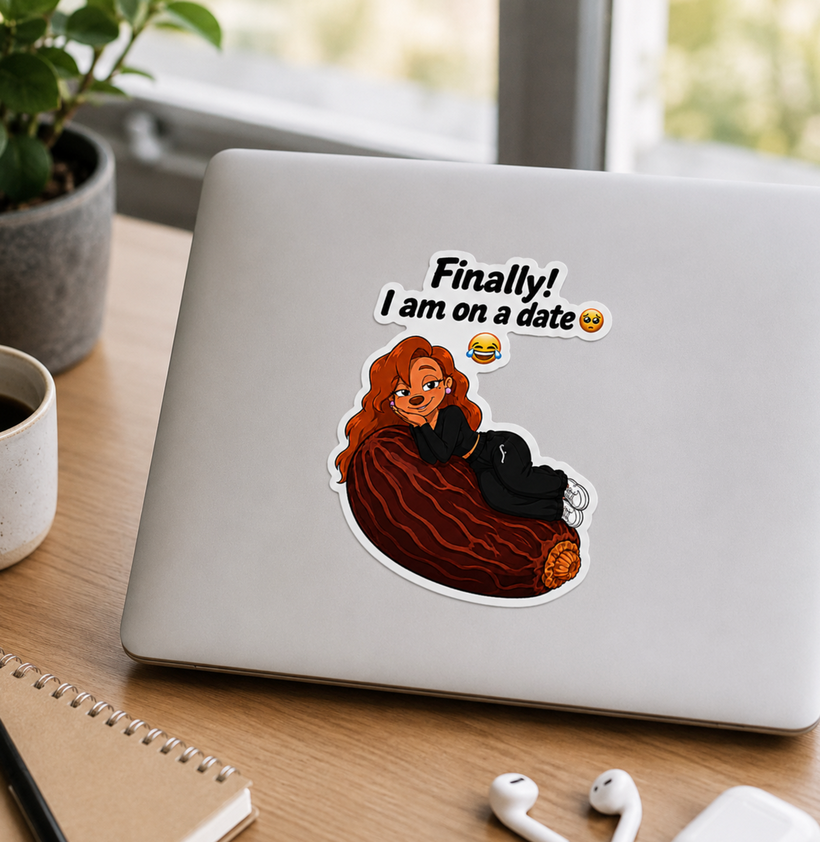 Roxanne Finally I Am on a Date Funny Pun Matte Vinyl Sticker, Cute Dating Humor Die Cut Decal, Laptop and Water Bottle Gift